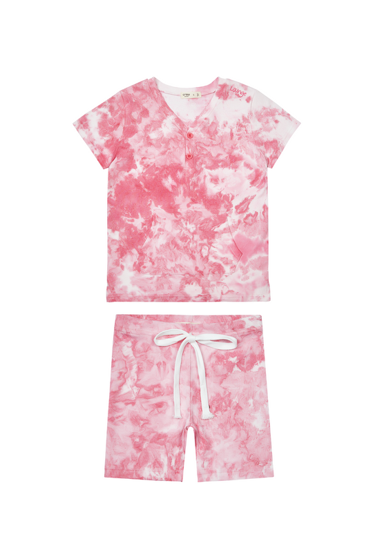 Neon Wash Short Set - Pink