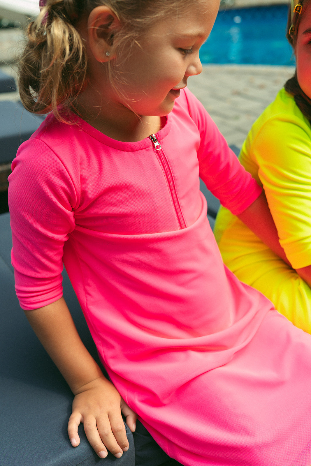Mesh Neon Swim Dress - Pink