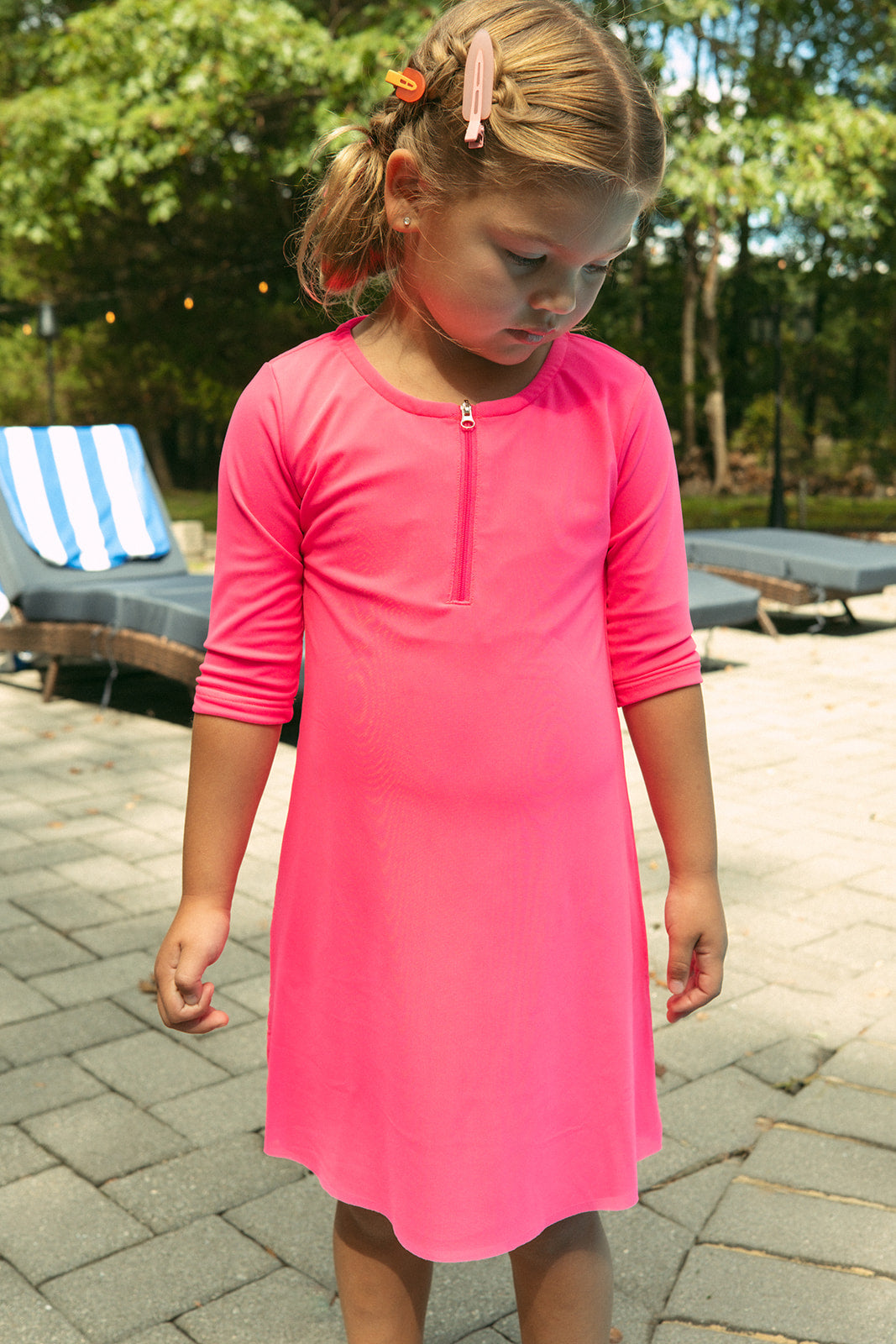 Mesh Neon Swim Dress - Pink
