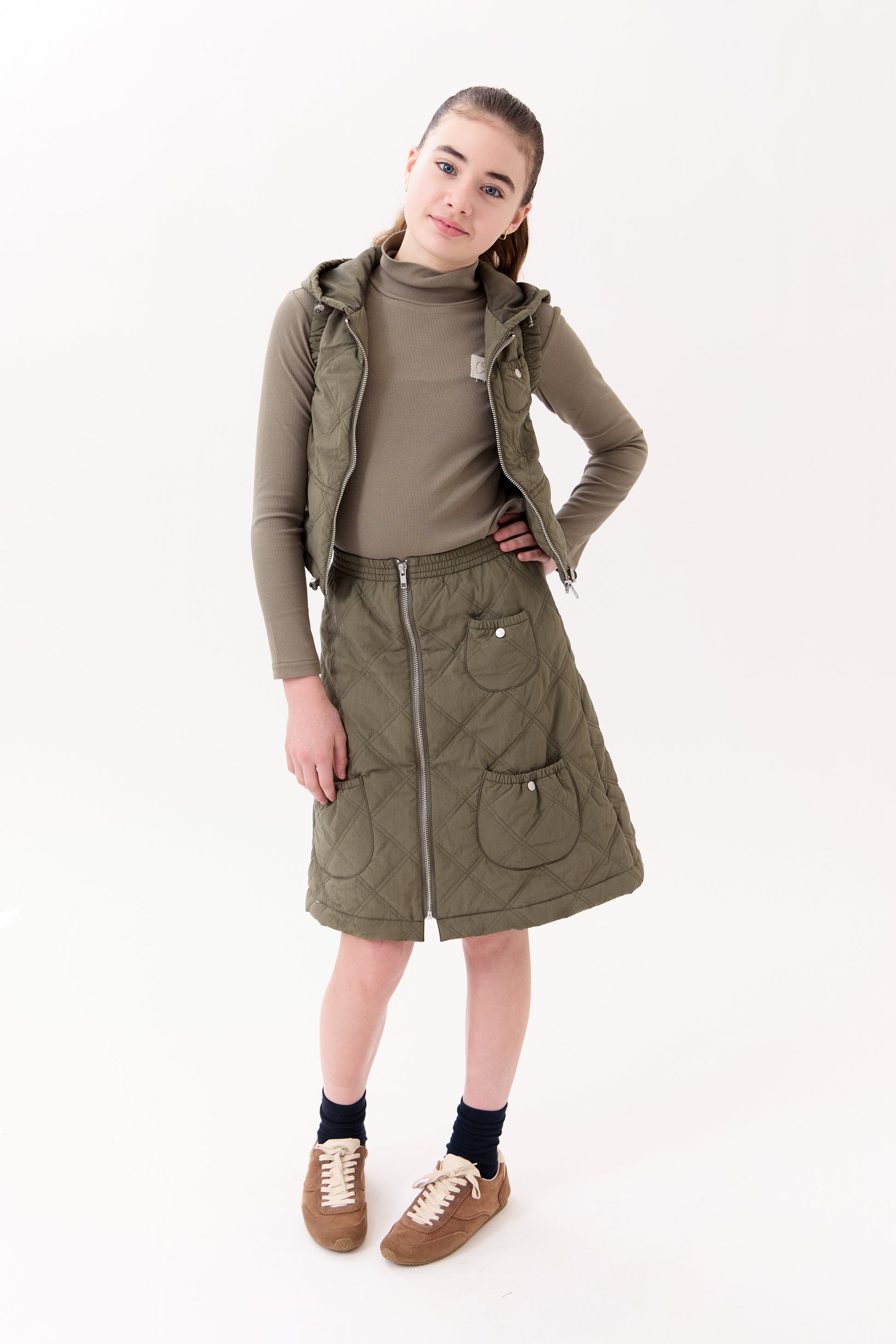 Lyla Quilted Skirt - Green