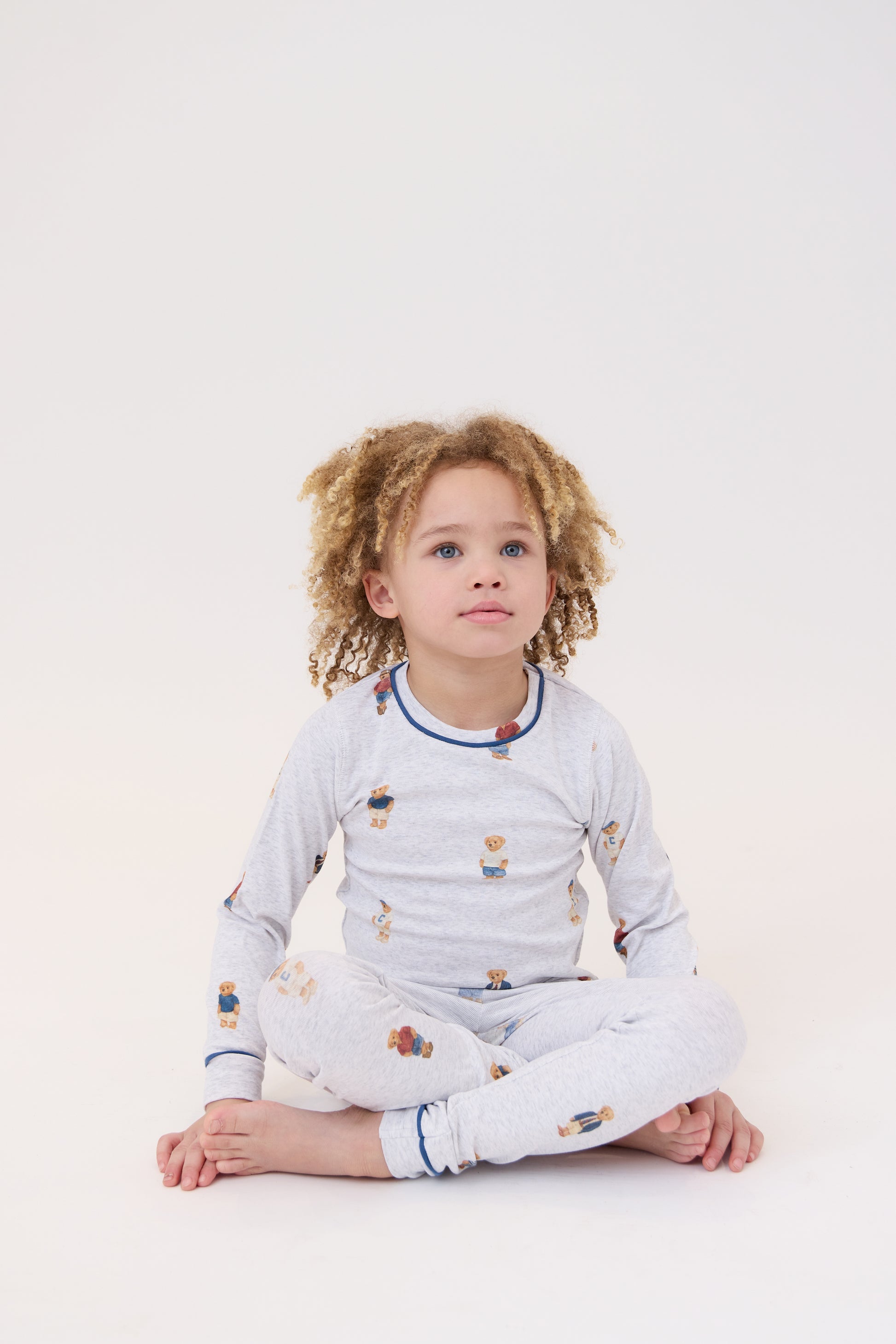Teddy Crewneck Set - Grey/Blue