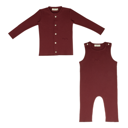 Ziki Rib Overall Set - Berry