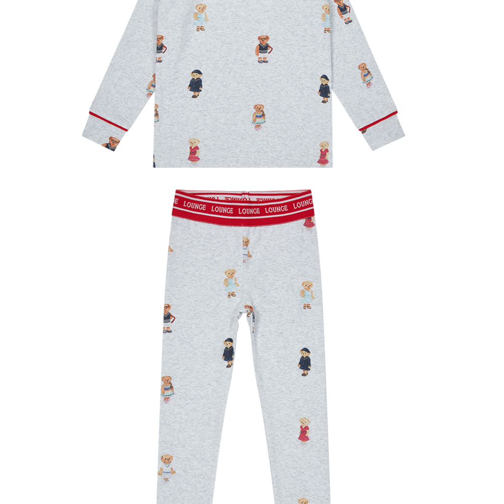 Teddy Crewneck Set - Grey/Red