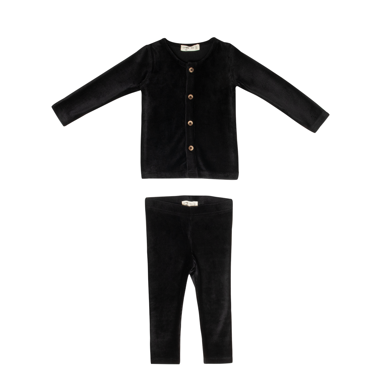 Gia Velour Rib Set - Black