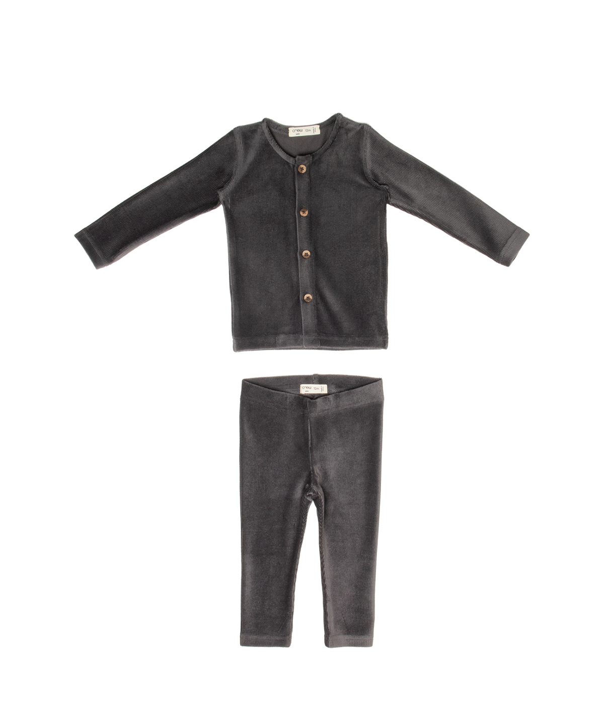 Gia Velour Rib Set - Charcoal