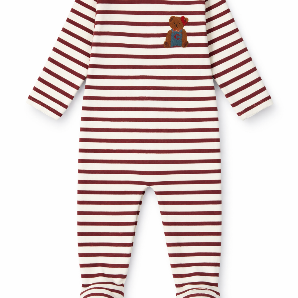 Teddy Lounge Footie - Maroon