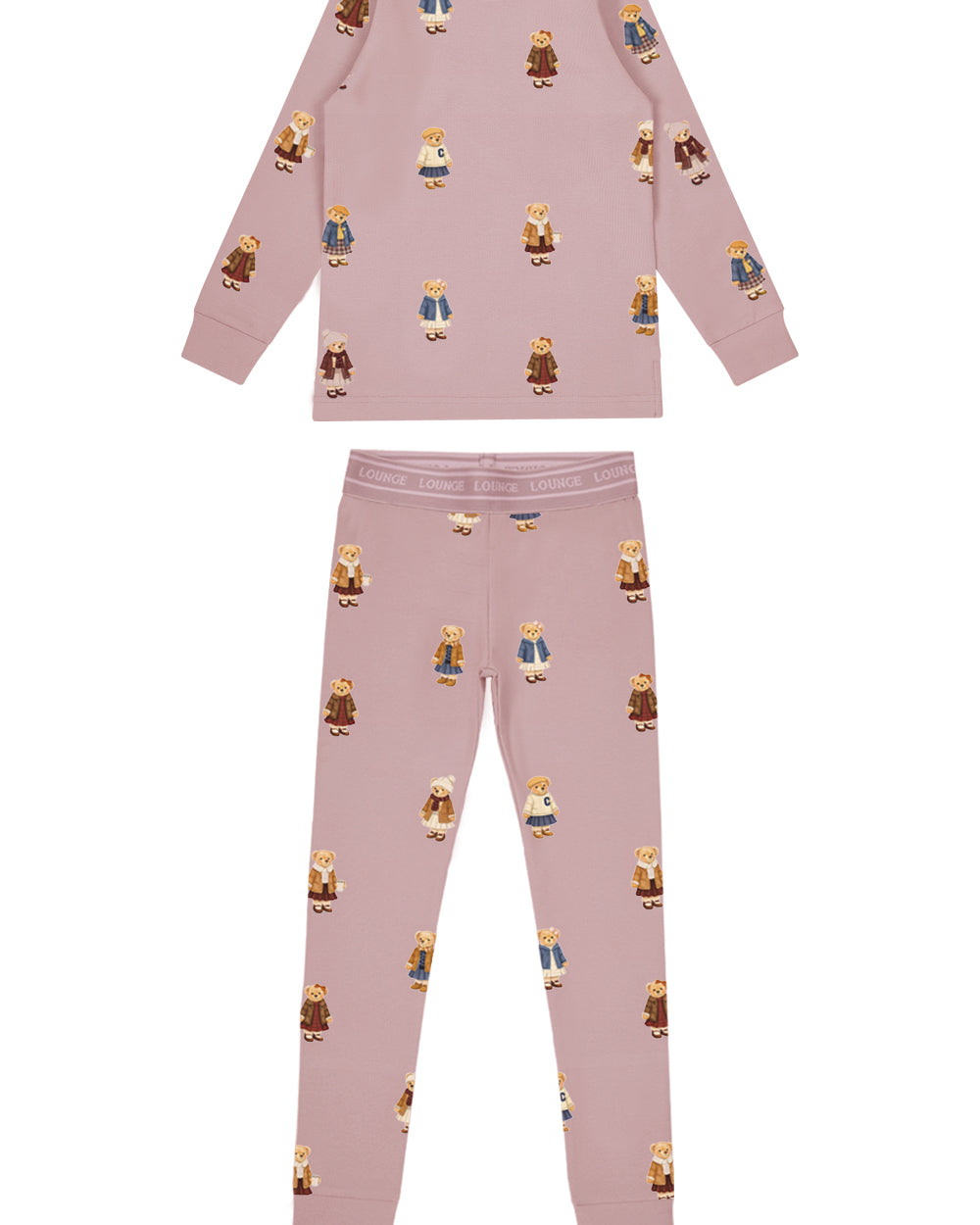 Teddy Pattern Lounge Crewneck Set - Dusk