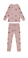 Teddy Pattern Lounge Crewneck Set - Dusk