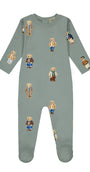 Teddy Pattern Lounge Footie - Jade