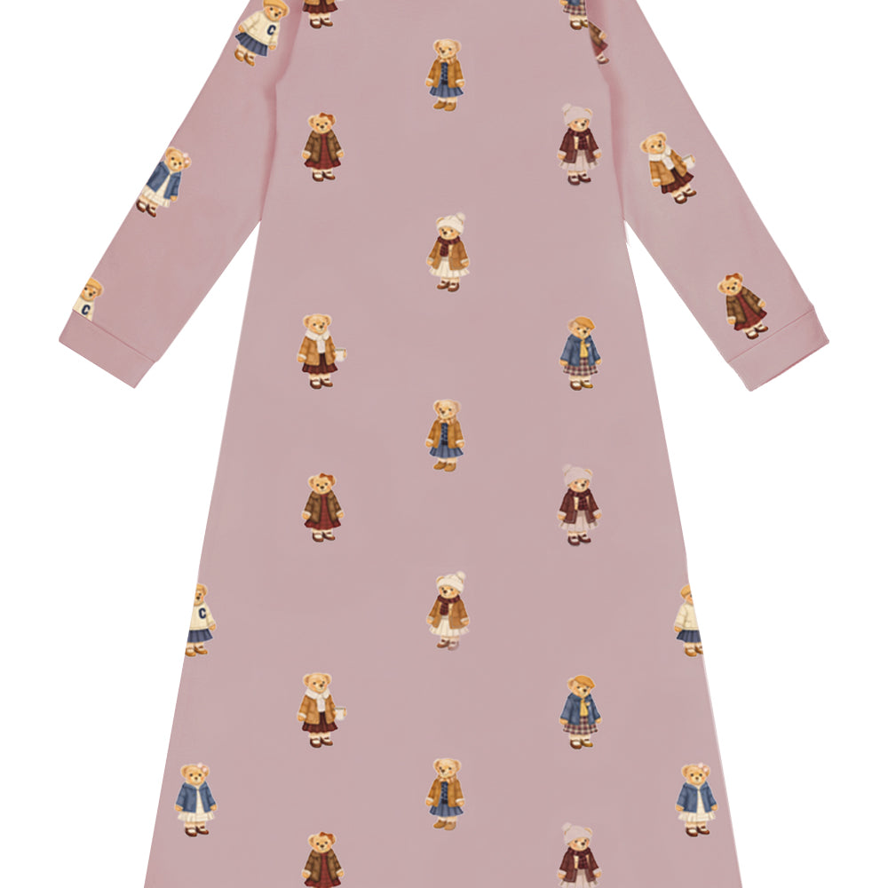Teddy Pattern Lounge Nightgown - Dusk