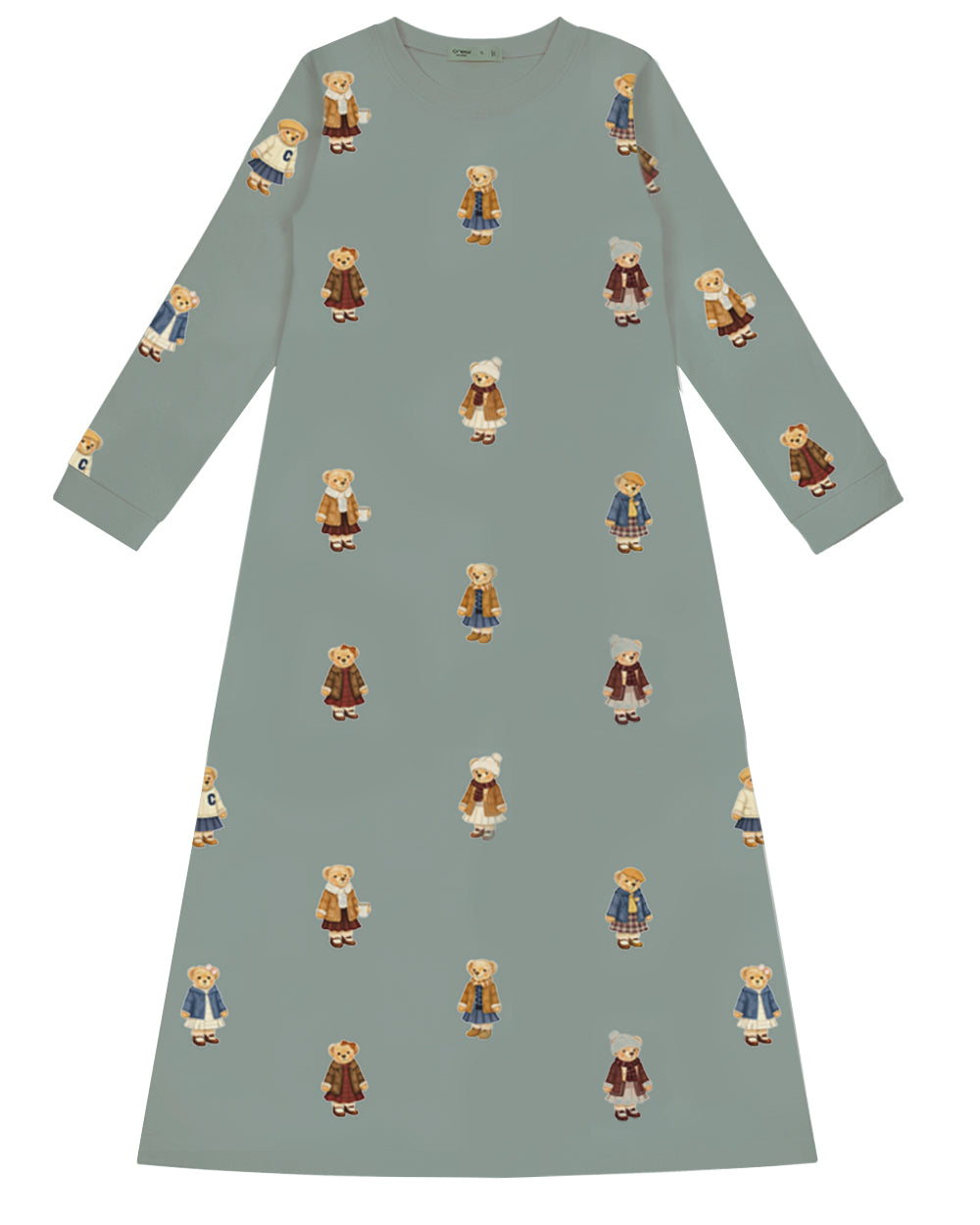 Teddy Pattern Lounge Nightgown - Jade