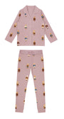 Teddy Pattern Lounge Grandpa Set - Dusk