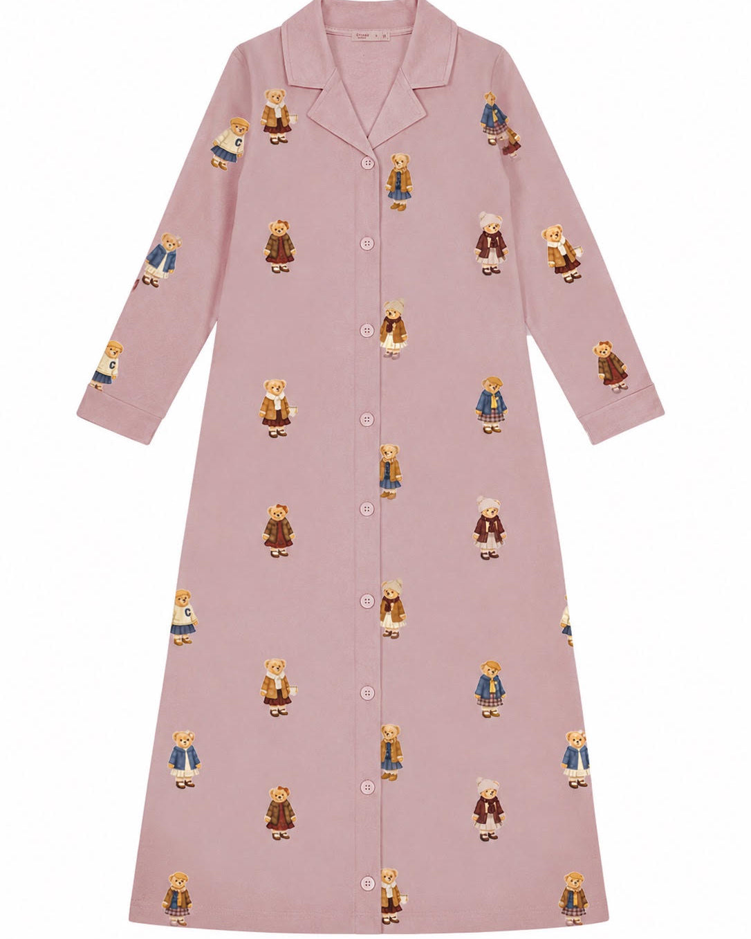 Teddy Pattern Lounge Grandpa Nightgown - Dusk